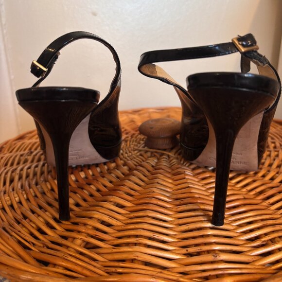 Jimmy Choo London Black Patent Leather Slingback Heels Size 38 - Picture 4 of 7